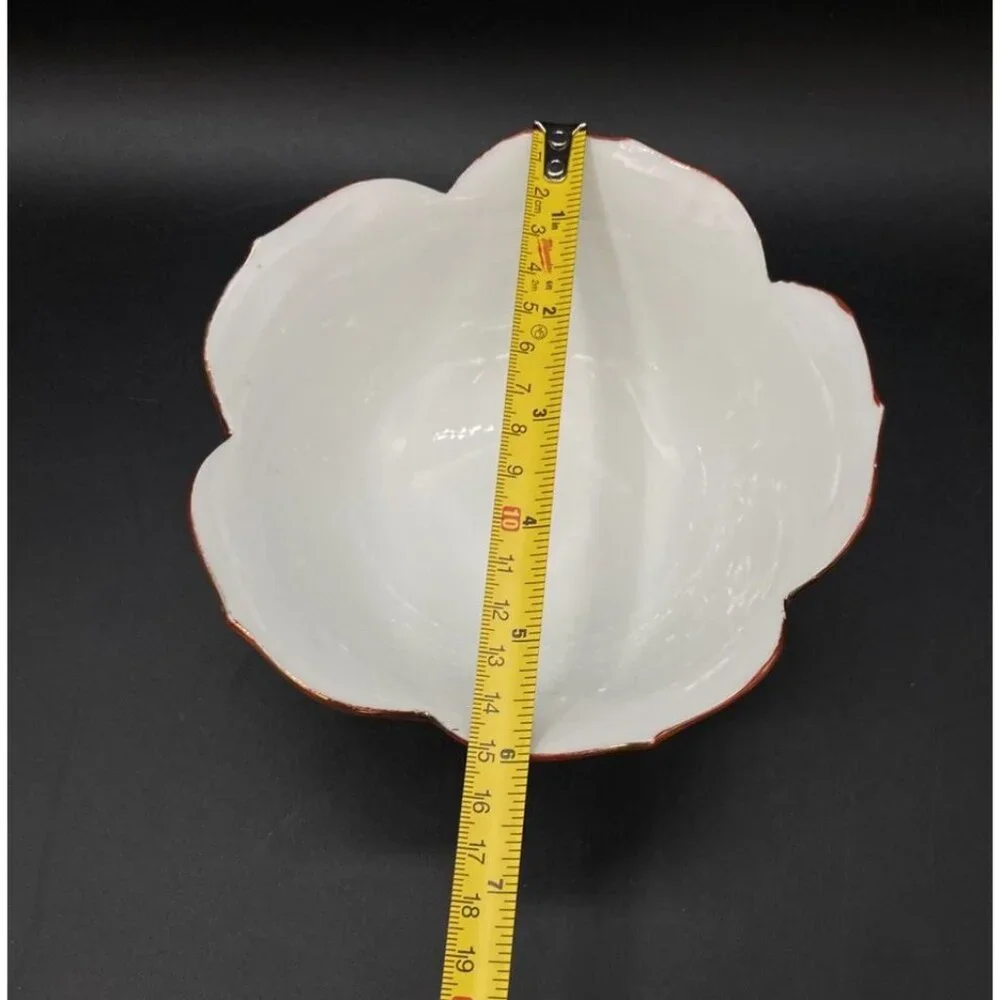 Kutani Jiutao Hand Painted Bamboo Playing Asian Boys Scene Porcelain Lotus Bowl
